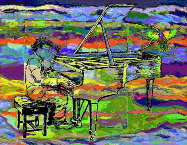 painting of pianist at playing